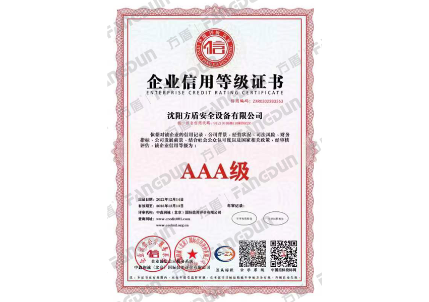 Enterprise Credit Rating Certificate